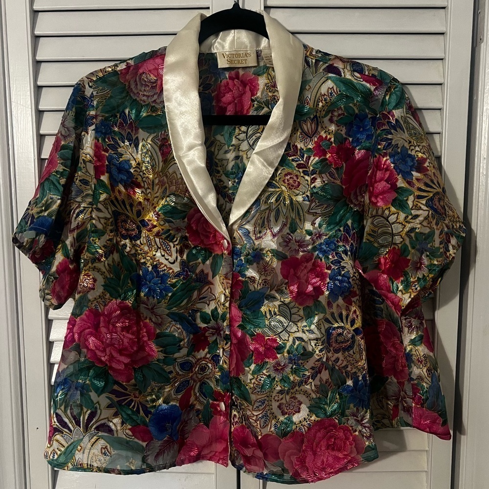 Vintage Victoria’s Secret Gold Label Floral Satin Top